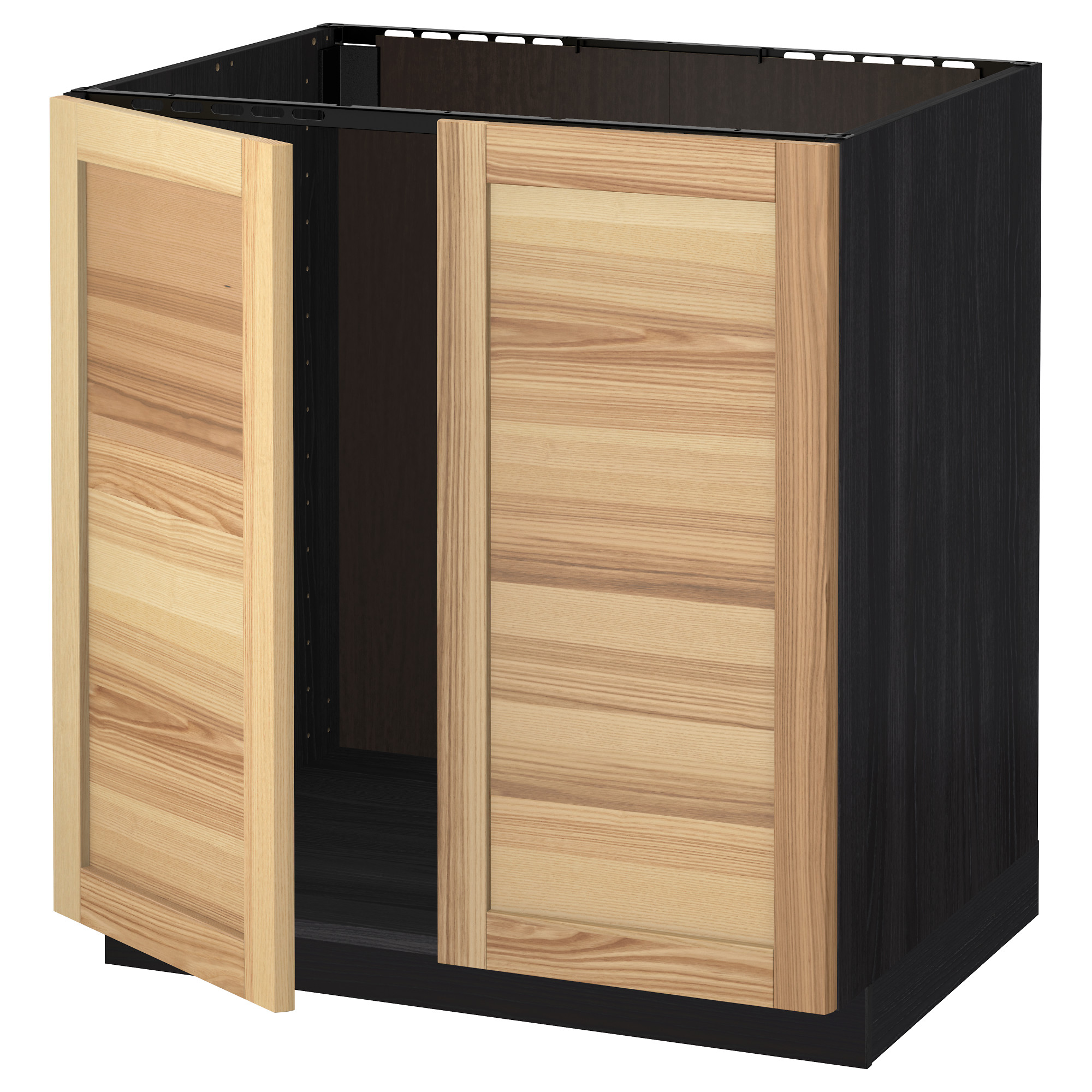 METOD base for sink + 2 doors, black/Torhamn ash IKEA Indonesia