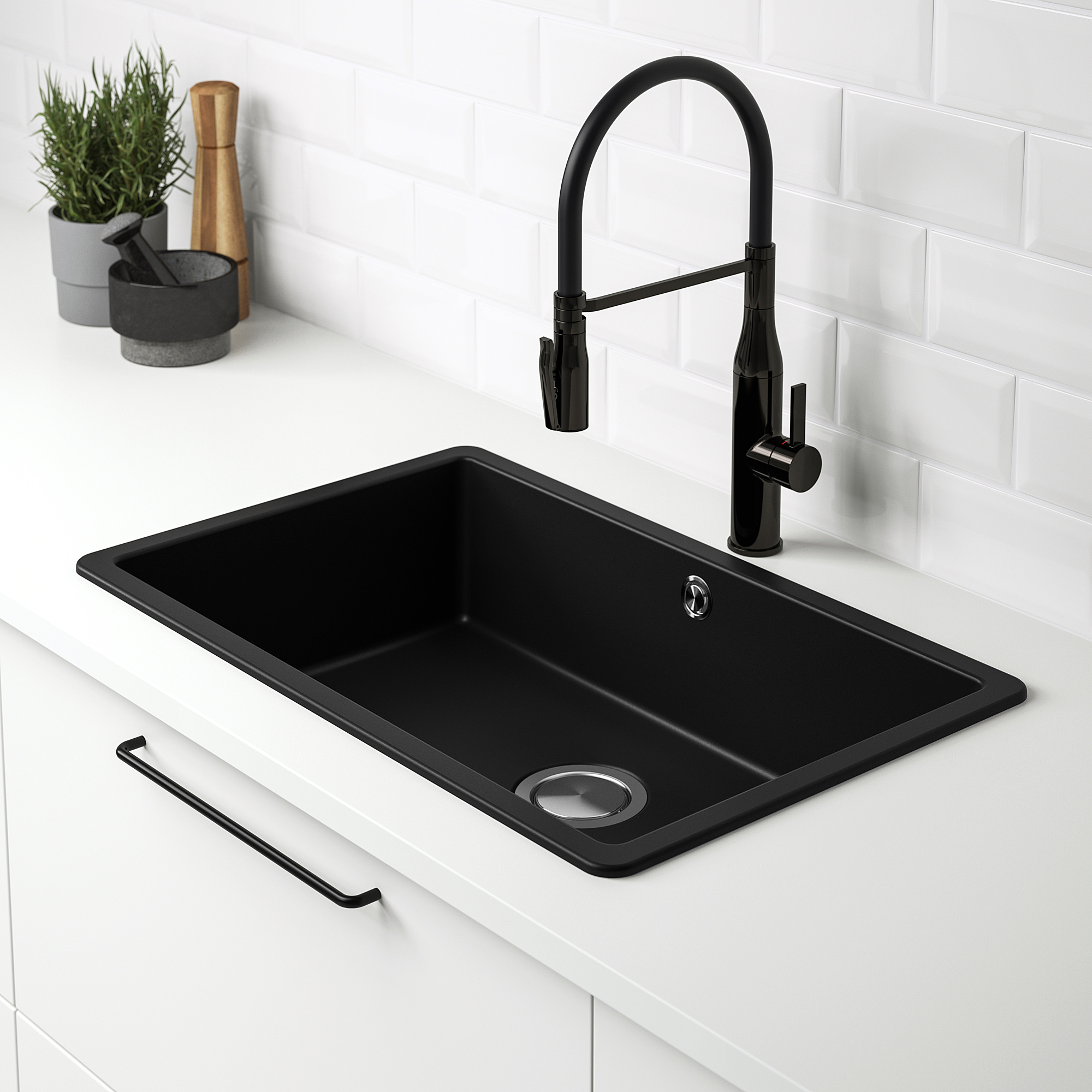 KILSVIKEN inset sink, 1 bowl, black quartz composite IKEA Indonesia