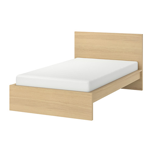 MANDAL Bed frame with drawers, birch/white, 120x200 cm