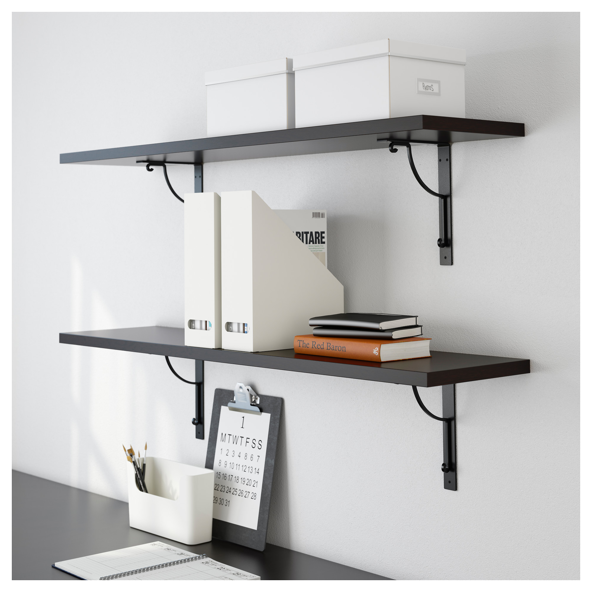 EKBY HÅLL/EKBY JÄRPEN wall shelf, blackbrown/black IKEA Indonesia